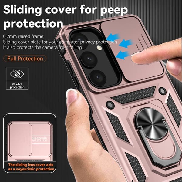 Samsung Galaxy S25 Plus Skal Hybrid Ring CamShield Roséguld