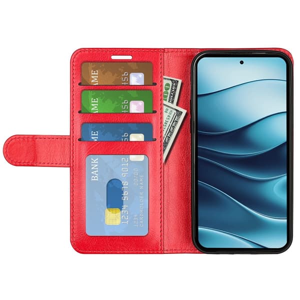 Xiaomi Redmi Note 14 4G Fodral Crazy Horse Läder Röd