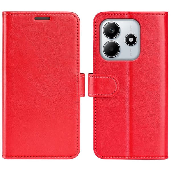 Xiaomi Redmi Note 14 4G Fodral Crazy Horse Läder Röd