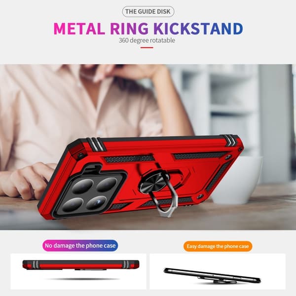 Xiaomi 15 Skal Shockproof Hybrid Ring Röd