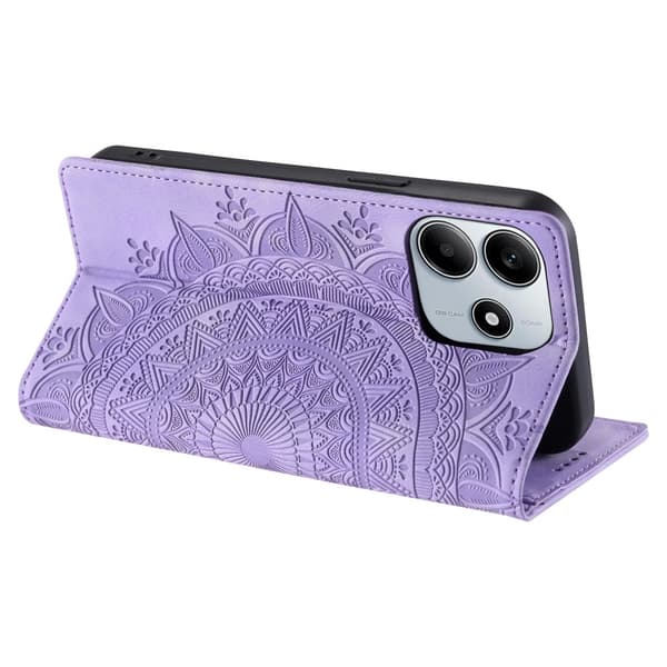 Xiaomi Redmi Note 14 4G Fodral Flip Mandala Läder Lila