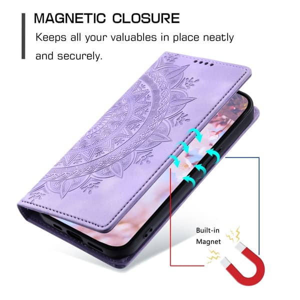 Xiaomi Redmi Note 14 4G Fodral Flip Mandala Läder Lila