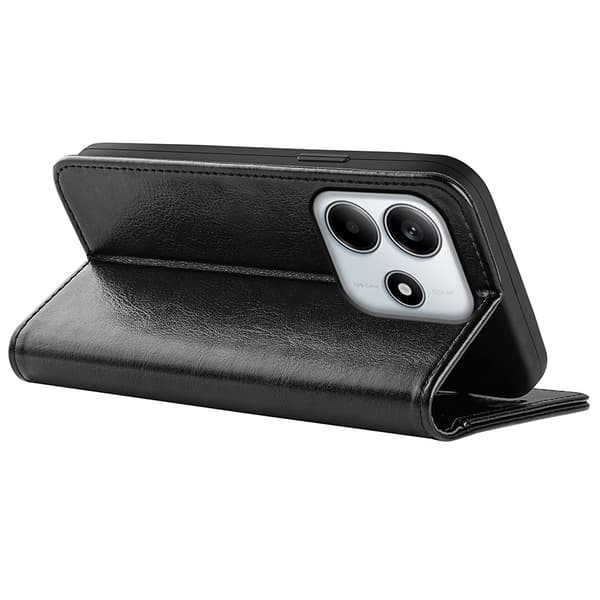 Xiaomi Redmi Note 14 4G Fodral Crazy Horse Läder Svart