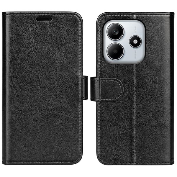 Xiaomi Redmi Note 14 4G Fodral Crazy Horse Läder Svart
