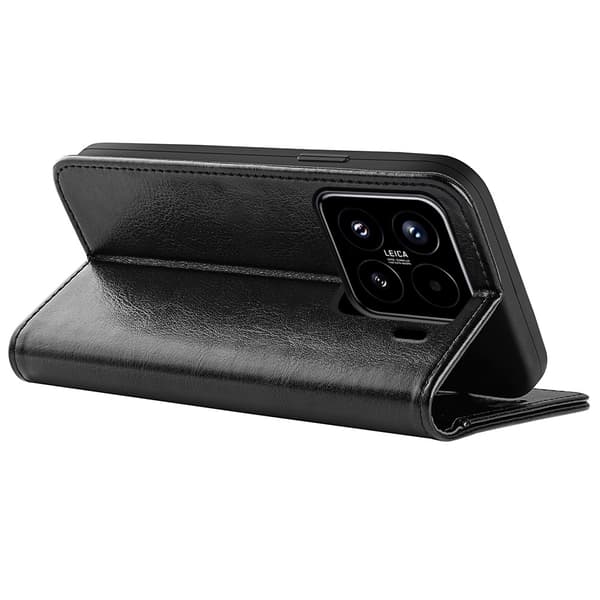 Xiaomi 15 Fodral Crazy Horse Läder Svart