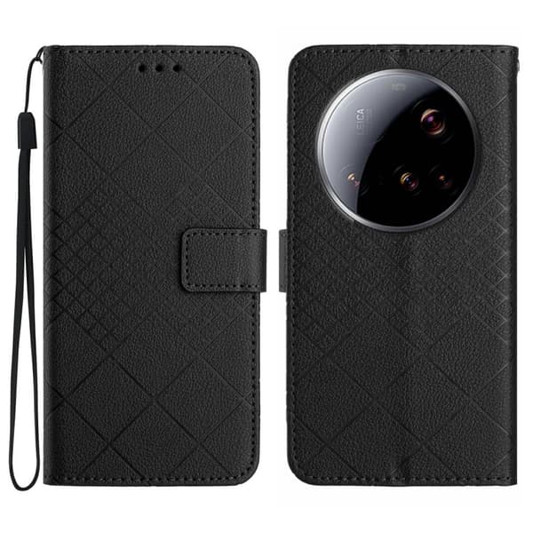Xiaomi 15 Ultra Fodral Läder Rhombus Svart