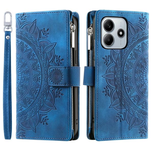 Xiaomi Redmi Note 14 5G Fodral Mandala Läder Blå