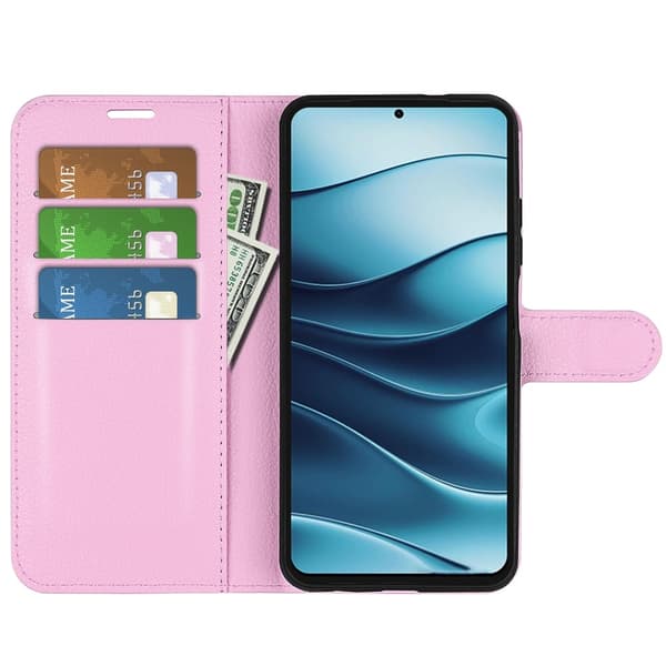 Xiaomi Redmi Note 14 5G Fodral Litchi Läder Ljus Rosa