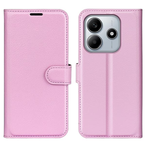 Xiaomi Redmi Note 14 5G Fodral Litchi Läder Ljus Rosa