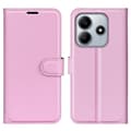 Miniatyrbild 1 av 6: Xiaomi Redmi Note 14 5G Fodral Litchi Läder Ljus Rosa