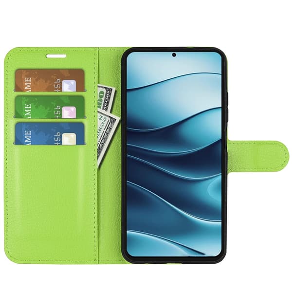 Xiaomi Redmi Note 14 5G Fodral Litchi Läder Grön