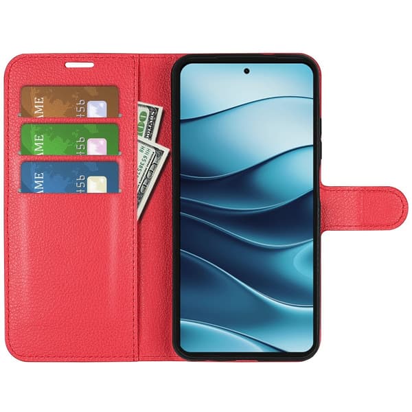 Xiaomi Redmi Note 14 4G Fodral Litchi Läder Röd