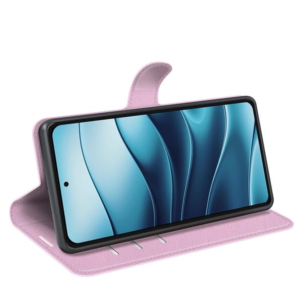 Xiaomi Redmi Note 14 4G Fodral Litchi Läder Ljus Rosa