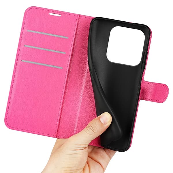 Xiaomi Redmi Note 14 4G Fodral Litchi Läder Rosa