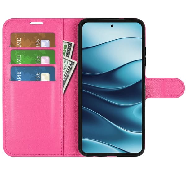 Xiaomi Redmi Note 14 4G Fodral Litchi Läder Rosa