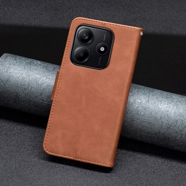 Xiaomi Redmi Note 14 4G Fodral Läder Solid Shark Brun