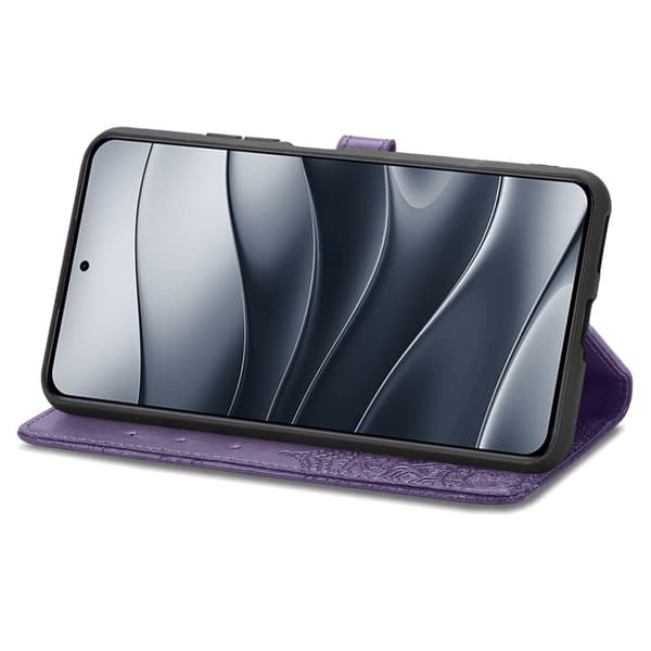 Xiaomi Redmi Note 14 5G Fodral Läder Mandala Tryck Mörk Lila