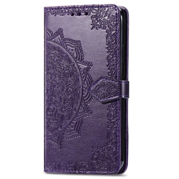 Xiaomi Redmi Note 14 5G Fodral Läder Mandala Tryck Mörk Lila