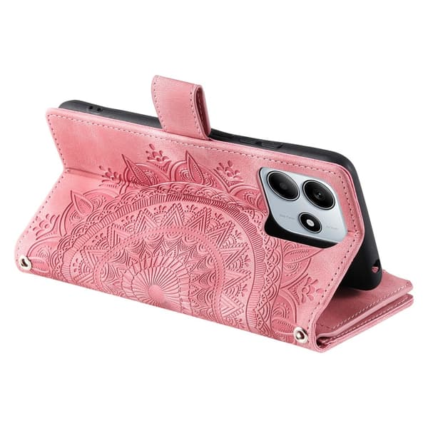 Xiaomi Redmi Note 14 5G Fodral Mandala Läder Roséguld