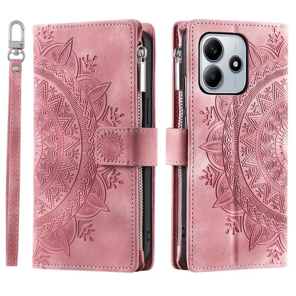 Xiaomi Redmi Note 14 5G Fodral Mandala Läder Roséguld