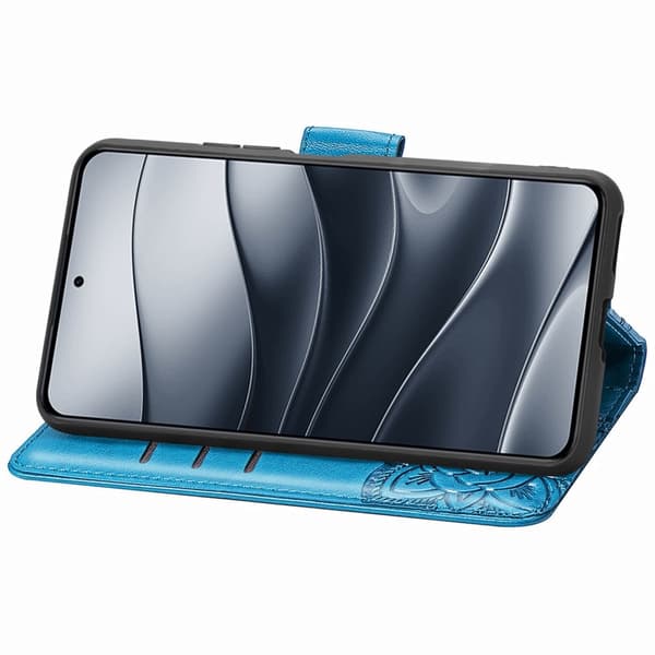 Xiaomi Redmi Note 14 5G Fodral Läder Fjäril Tryck Blå