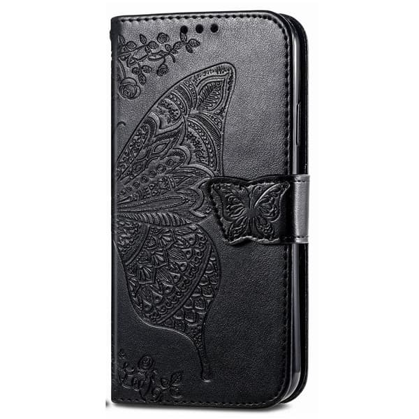 Xiaomi Redmi Note 14 5G Fodral Läder Fjäril Tryck Svart