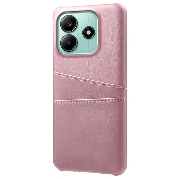 Xiaomi Redmi Note 14 5G Skal Läderbelagt Med Kortfack Roséguld