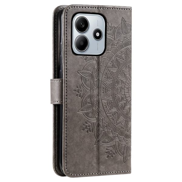 Xiaomi Redmi Note 14 5G Fodral Mandala Läder Grå