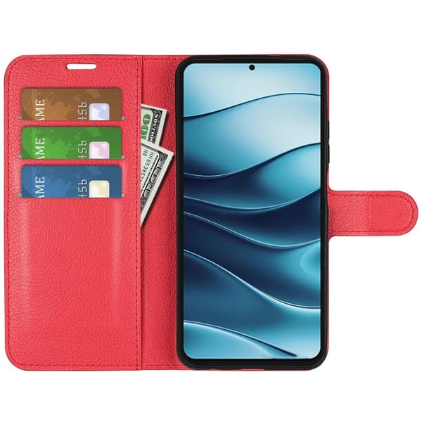 Xiaomi Redmi Note 14 5G Fodral Litchi Läder Röd