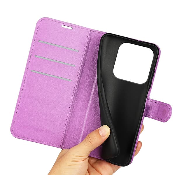 Xiaomi Redmi Note 14 5G Fodral Litchi Läder Lila
