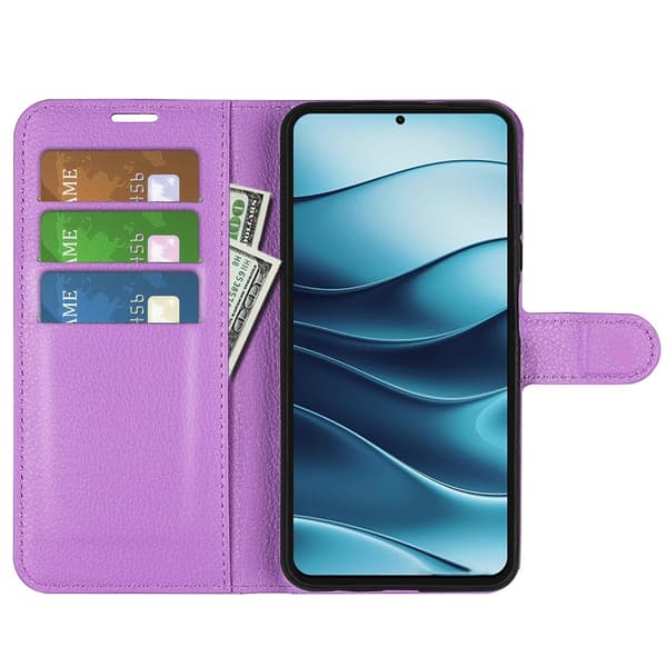 Xiaomi Redmi Note 14 5G Fodral Litchi Läder Lila