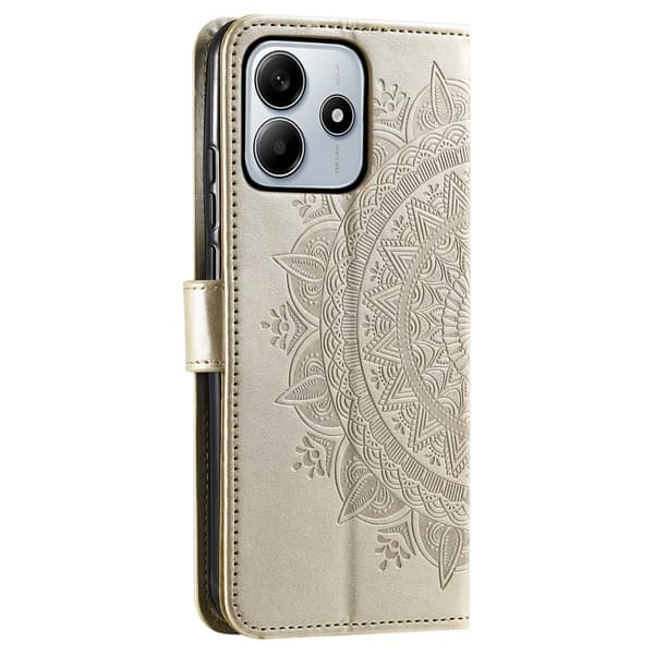 Xiaomi Redmi Note 14 5G Fodral Mandala Läder Guld