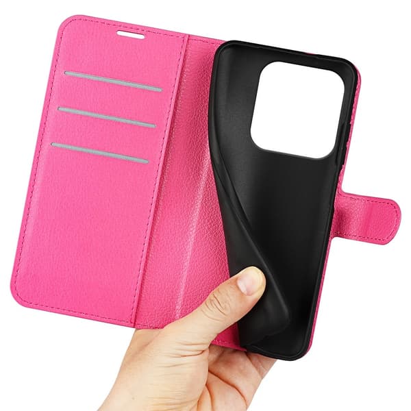 Xiaomi Redmi Note 14 5G Fodral Litchi Läder Rosa