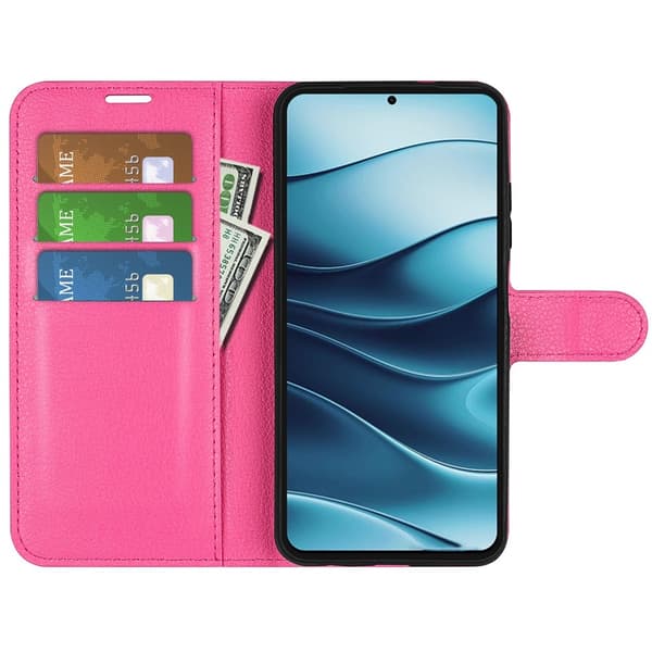 Xiaomi Redmi Note 14 5G Fodral Litchi Läder Rosa