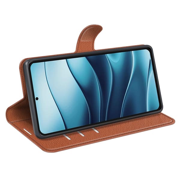 Xiaomi Redmi Note 14 5G Fodral Litchi Läder Brun