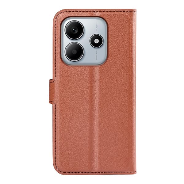 Xiaomi Redmi Note 14 5G Fodral Litchi Läder Brun