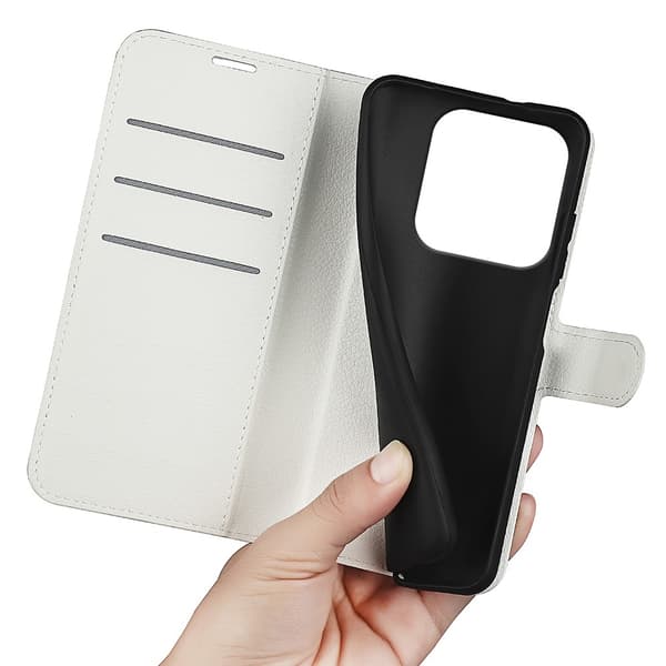 Xiaomi Redmi Note 14 5G Fodral Litchi Läder Vit