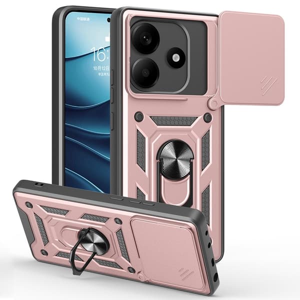 Xiaomi Redmi Note 14 5G Skal CamShield Hybrid Ring Roséguld