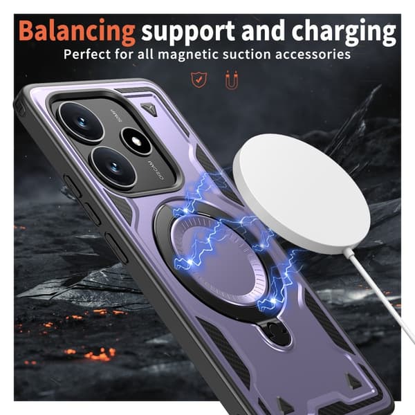 Xiaomi Redmi Note 14 5G Skal MagSafe Kickstand Hybrid Lila