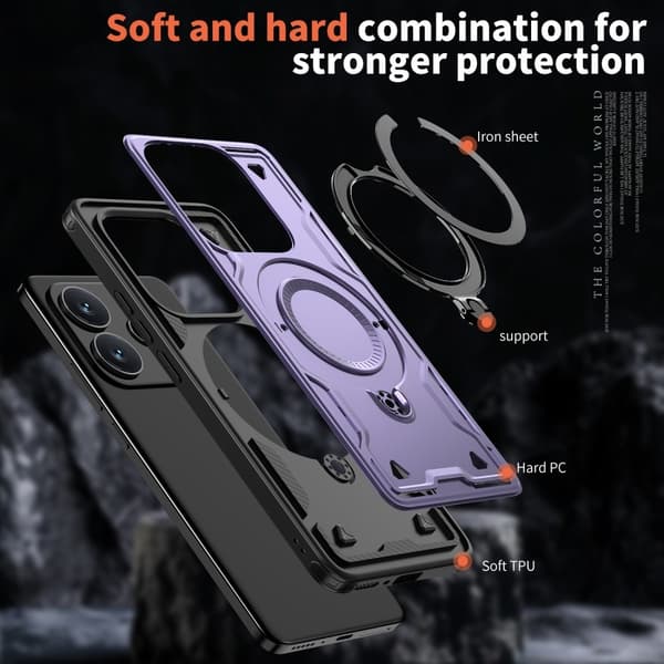 Xiaomi Redmi Note 14 5G Skal MagSafe Kickstand Hybrid Lila