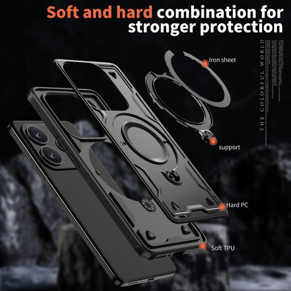 Xiaomi Redmi Note 14 5G Skal MagSafe Kickstand Hybrid Svart