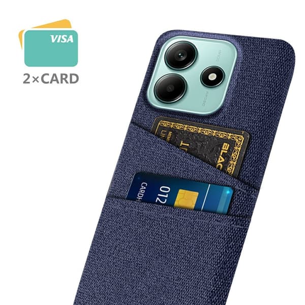 Xiaomi Redmi Note 14 5G Skal Med Kortfack Tygbelagt Blå