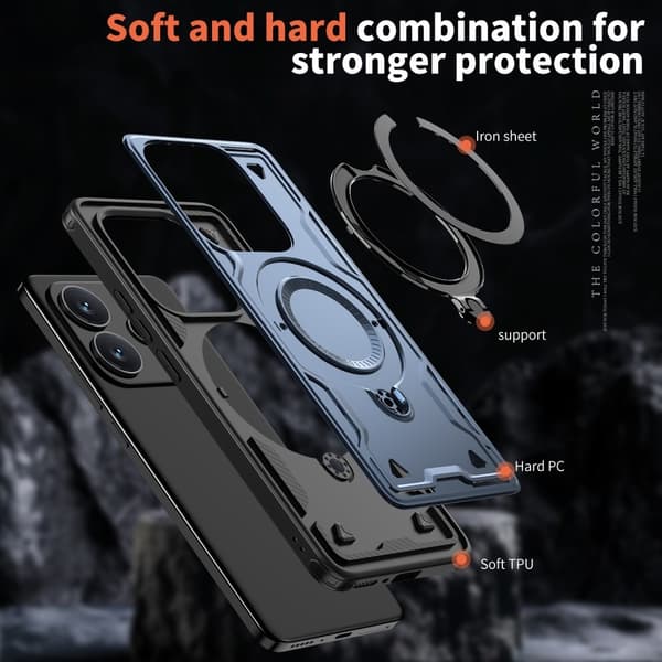 Xiaomi Redmi Note 14 5G Skal MagSafe Kickstand Hybrid Blå