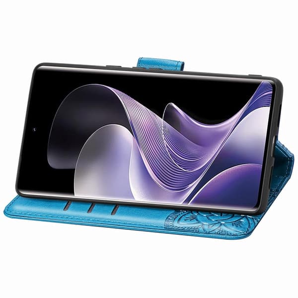 Xiaomi Redmi Note 14 Pro 5G Fodral Läder Fjäril Tryck Blå