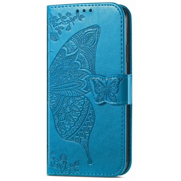 Xiaomi Redmi Note 14 Pro 5G Fodral Läder Fjäril Tryck Blå