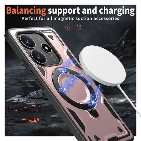 Xiaomi Redmi Note 14 5G Skal MagSafe Kickstand Hybrid Roséguld