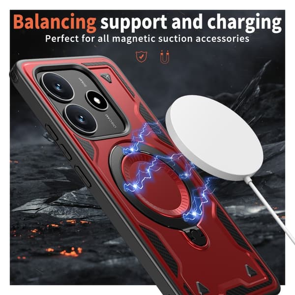 Xiaomi Redmi Note 14 5G Skal MagSafe Kickstand Hybrid Röd