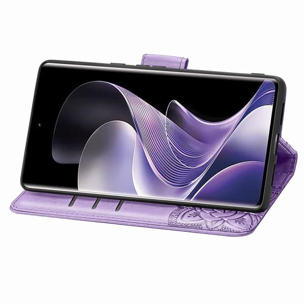 Xiaomi Redmi Note 14 Pro 5G Fodral Läder Fjäril Tryck Lila