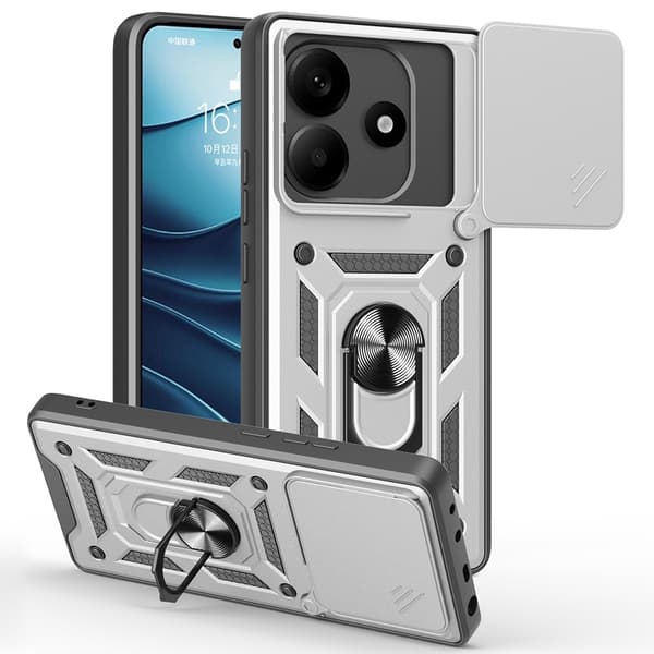Xiaomi Redmi Note 14 5G Skal CamShield Hybrid Ring Silver