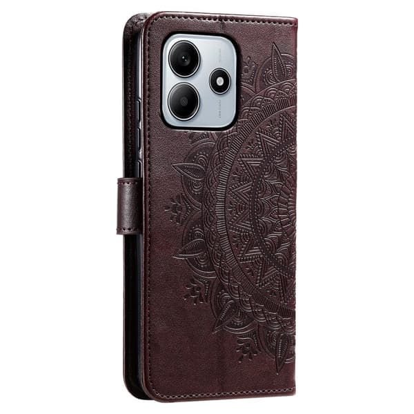 Xiaomi Redmi Note 14 5G Fodral Mandala Läder Brun